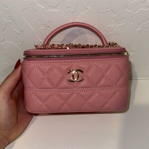 CHANEL Pink Quilted Cosmetic Case